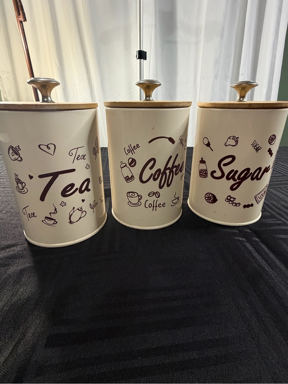 Cream Tea Coffee Sugar Canister Set - Kitchen Storage